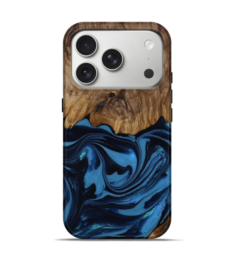 iPhone 17 Pro Wood Live Edge Phone Case - Bryn (Blue, 817879)