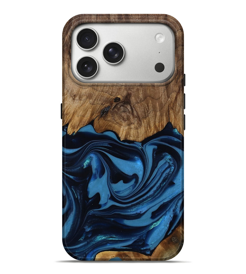 iPhone 17 Pro Max Wood Live Edge Phone Case - Bryn (Blue, 817879)