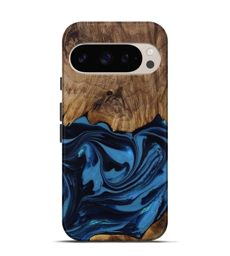 Pixel 9 Wood Live Edge Phone Case - Bryn (Blue, 817879)