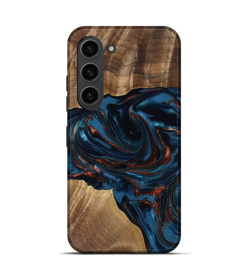Galaxy S23 Wood Live Edge Phone Case - Nolan (Teal & Gold, 817882)