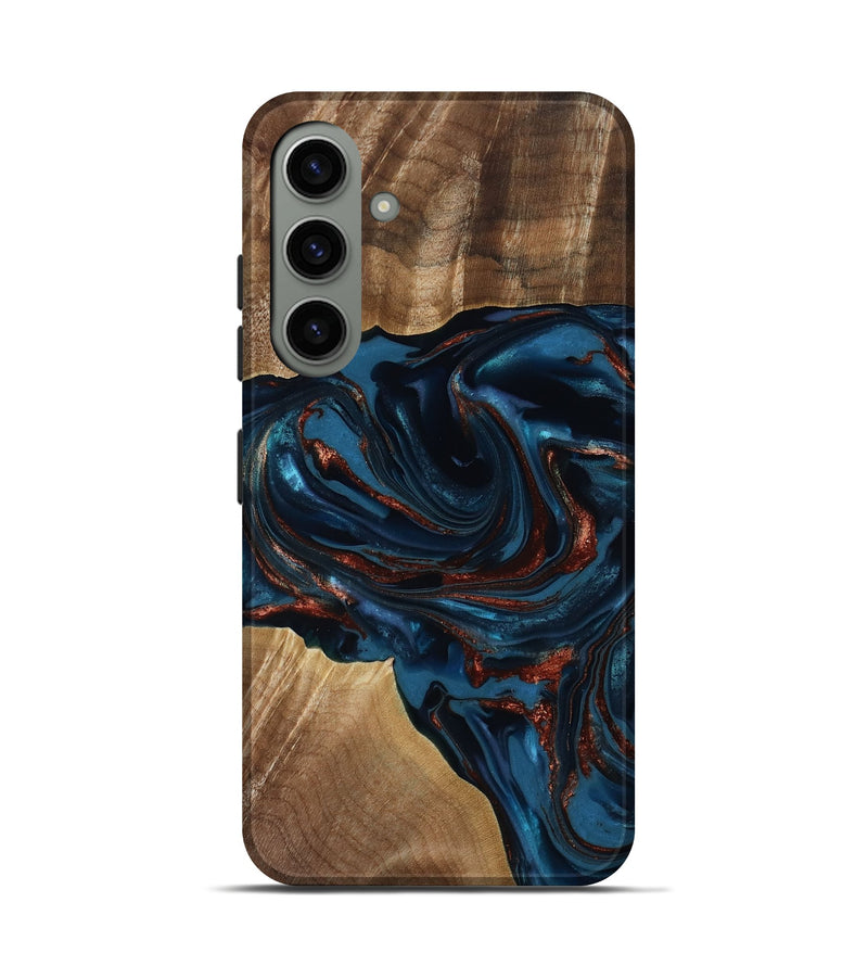 Galaxy S24 Wood Live Edge Phone Case - Nolan (Teal & Gold, 817882)