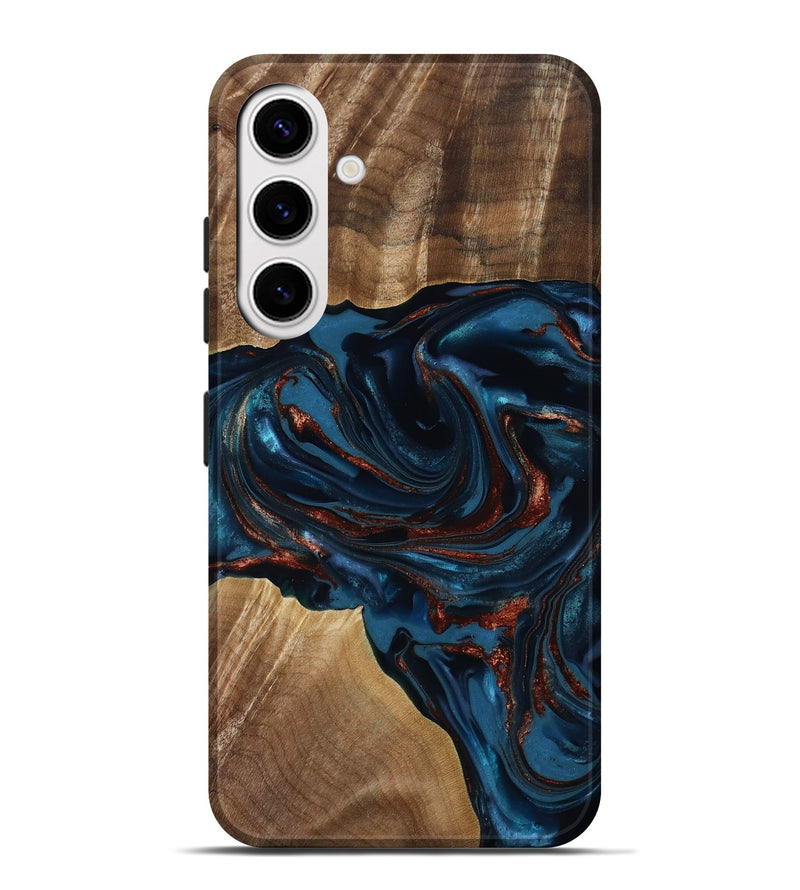 Galaxy S25 Plus Wood Live Edge Phone Case - Nolan (Teal & Gold, 817882)