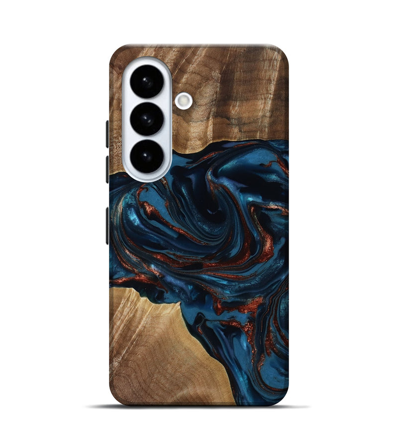 Galaxy S26 Wood Live Edge Phone Case - Nolan (Teal & Gold, 817882)