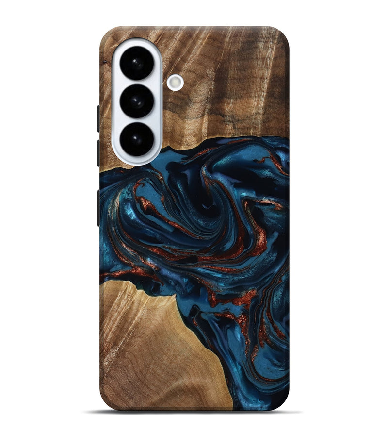 Galaxy S26 Plus Wood Live Edge Phone Case - Nolan (Teal & Gold, 817882)