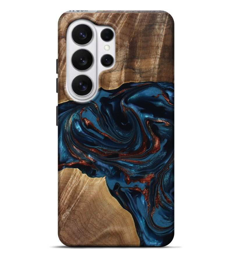 Galaxy S26 Ultra Wood Live Edge Phone Case - Nolan (Teal & Gold, 817882)