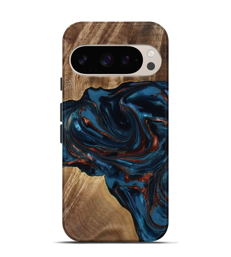 Pixel 10 Wood Live Edge Phone Case - Nolan (Teal & Gold, 817882)