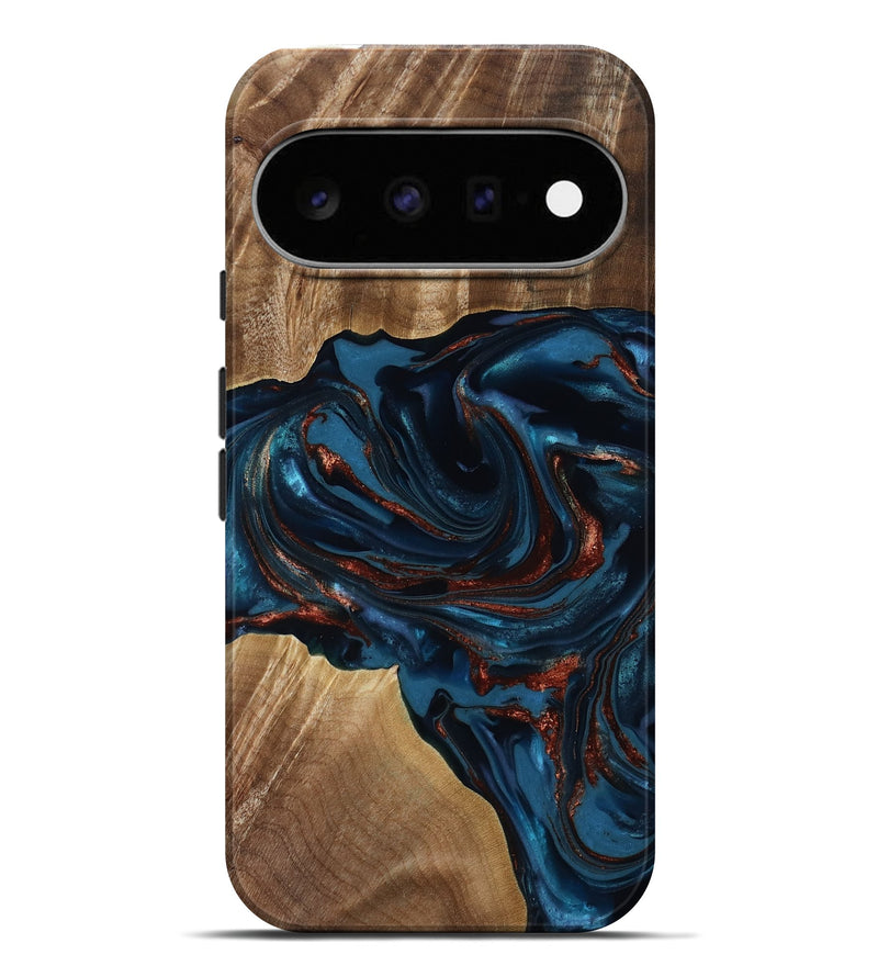 Pixel 11 Pro XL Wood Live Edge Phone Case - Nolan (Teal & Gold, 817882)
