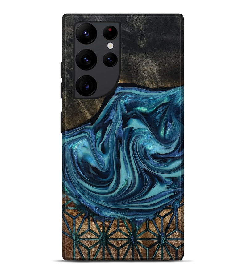 Galaxy S22 Ultra Wood Live Edge Phone Case - Hosea (Blue, 817887)