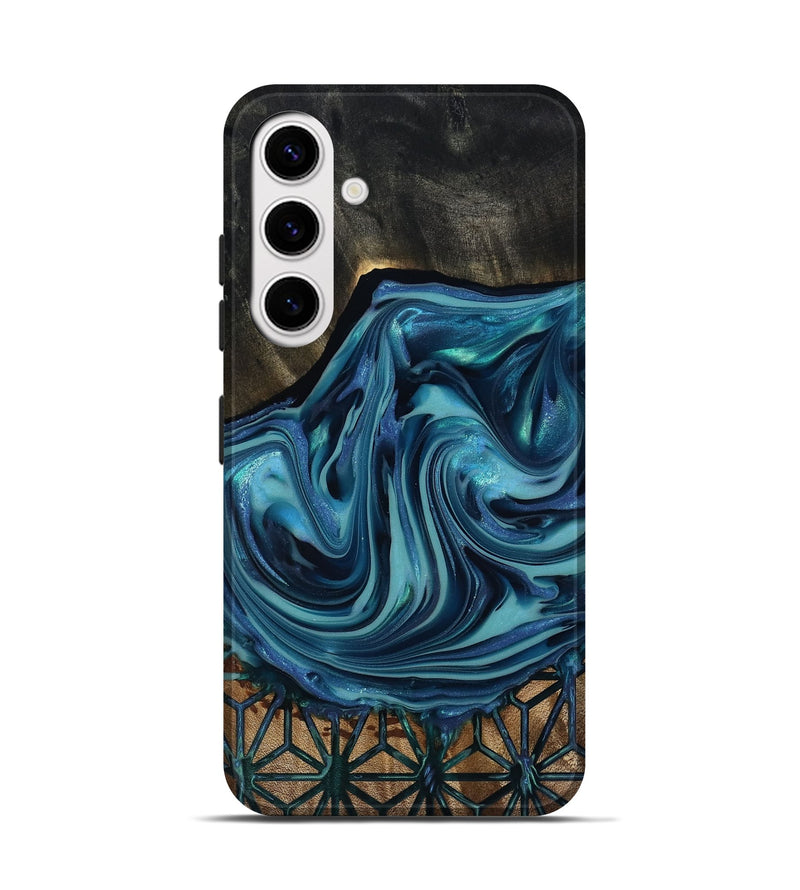Galaxy S25 Wood Live Edge Phone Case - Hosea (Blue, 817887)