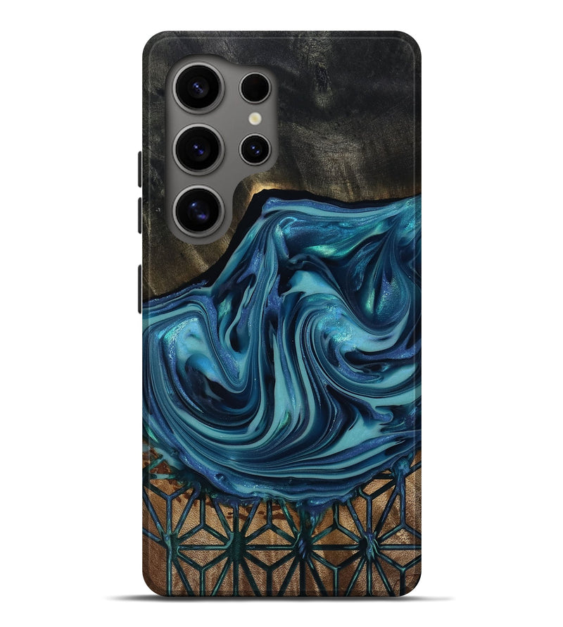 Galaxy S25 Ultra Wood Live Edge Phone Case - Hosea (Blue, 817887)