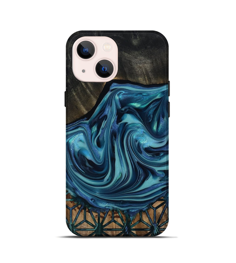 iPhone 13 mini Wood Live Edge Phone Case - Hosea (Blue, 817887)