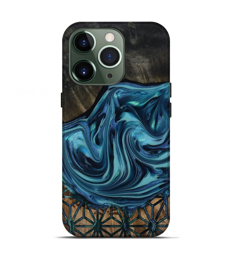 iPhone 13 Pro Wood Live Edge Phone Case - Hosea (Blue, 817887)