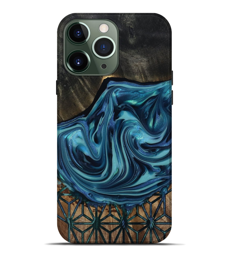 iPhone 13 Pro Max Wood Live Edge Phone Case - Hosea (Blue, 817887)