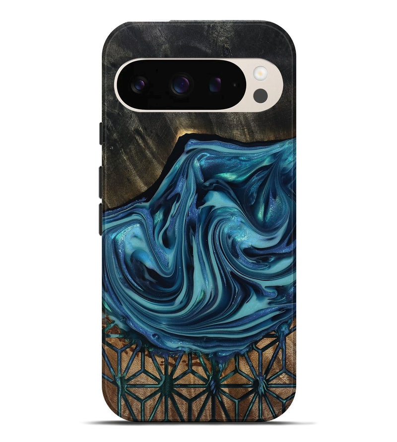Pixel 10 Pro XL Wood Live Edge Phone Case - Hosea (Blue, 817887)