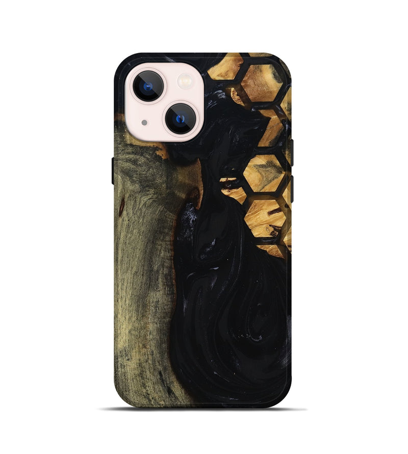 iPhone 13 mini Wood Live Edge Phone Case - Shasta (Black & White, 817888)
