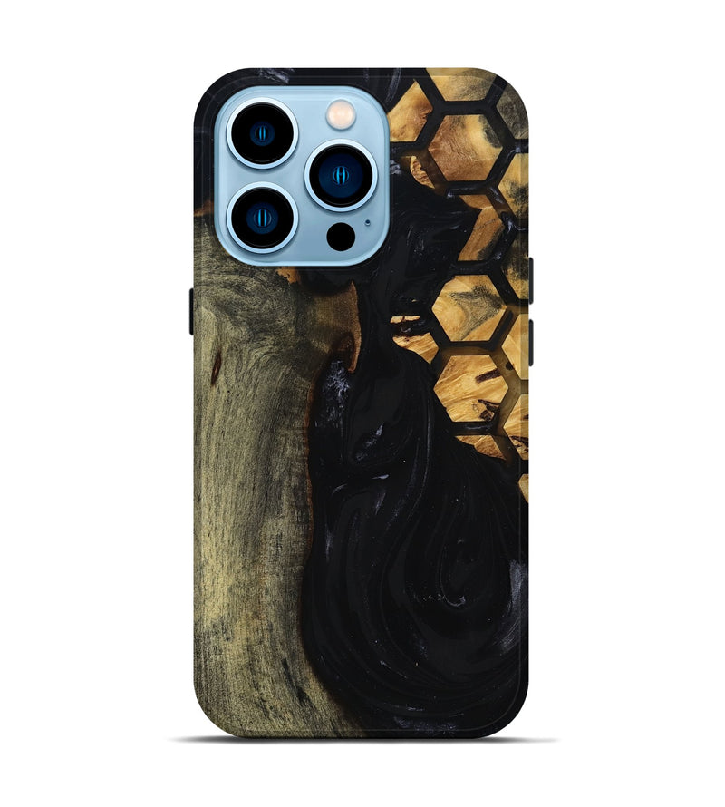 iPhone 14 Pro Wood Live Edge Phone Case - Shasta (Black & White, 817888)