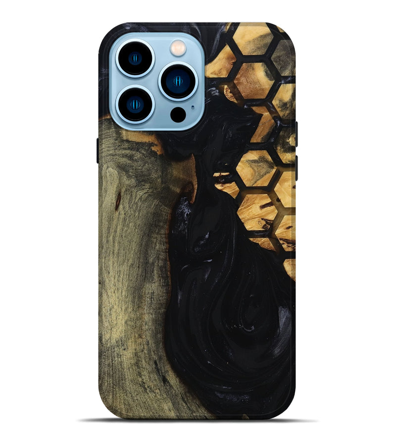 iPhone 14 Pro Max Wood Live Edge Phone Case - Shasta (Black & White, 817888)
