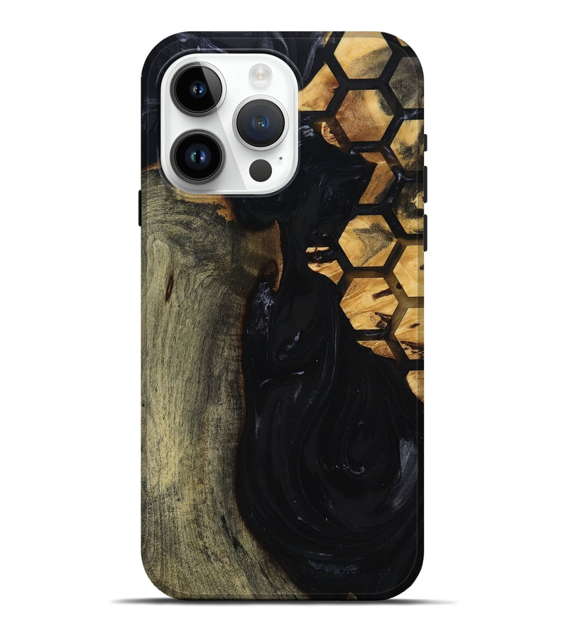 iPhone 15 Pro Max Wood Live Edge Phone Case - Shasta (Black & White, 817888)