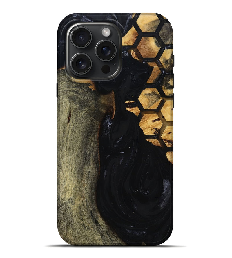 iPhone 16 Pro Max Wood Live Edge Phone Case - Shasta (Black & White, 817888)