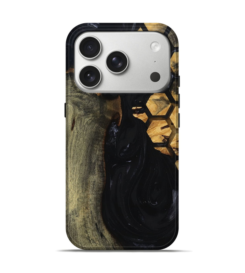 iPhone 17 Pro Wood Live Edge Phone Case - Shasta (Black & White, 817888)