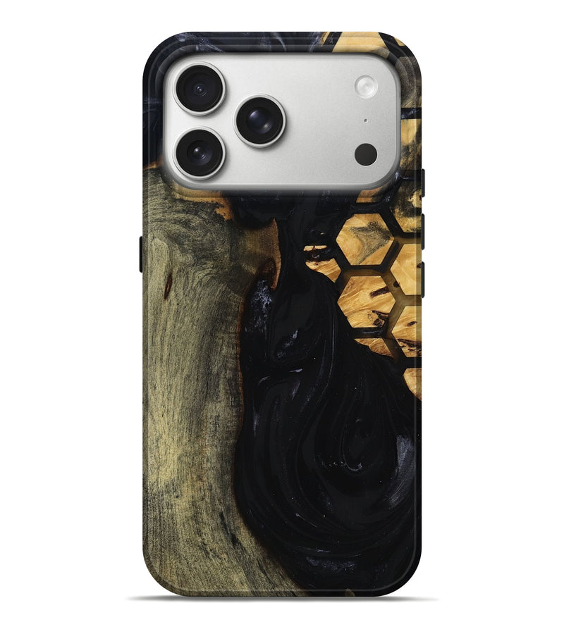 iPhone 17 Pro Max Wood Live Edge Phone Case - Shasta (Black & White, 817888)