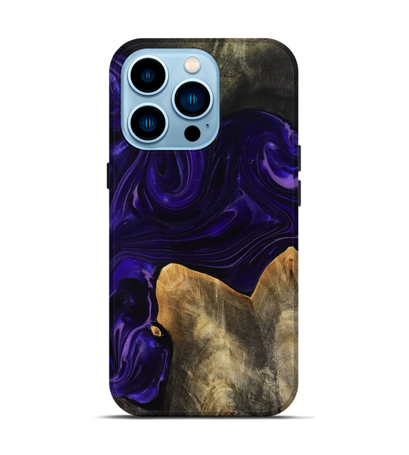 iPhone 14 Pro Wood Live Edge Phone Case - Rosia (Purple, 817889)