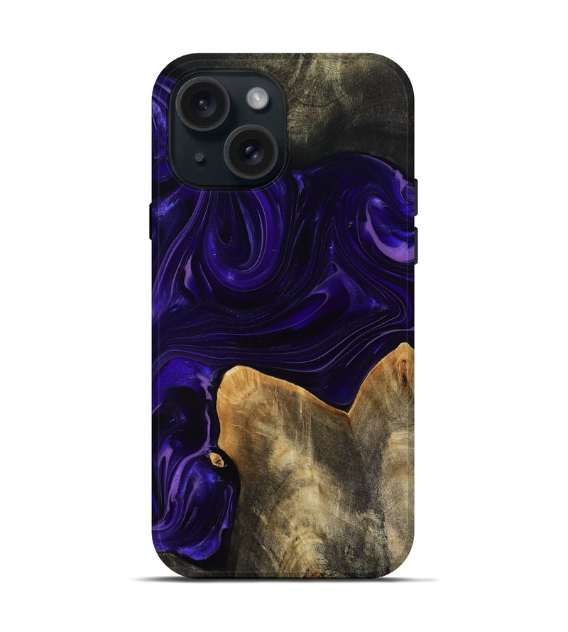 iPhone 15 Wood Live Edge Phone Case - Rosia (Purple, 817889)