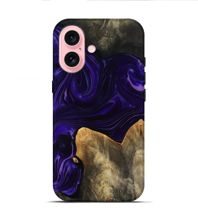 iPhone 16 Wood Live Edge Phone Case - Rosia (Purple, 817889)