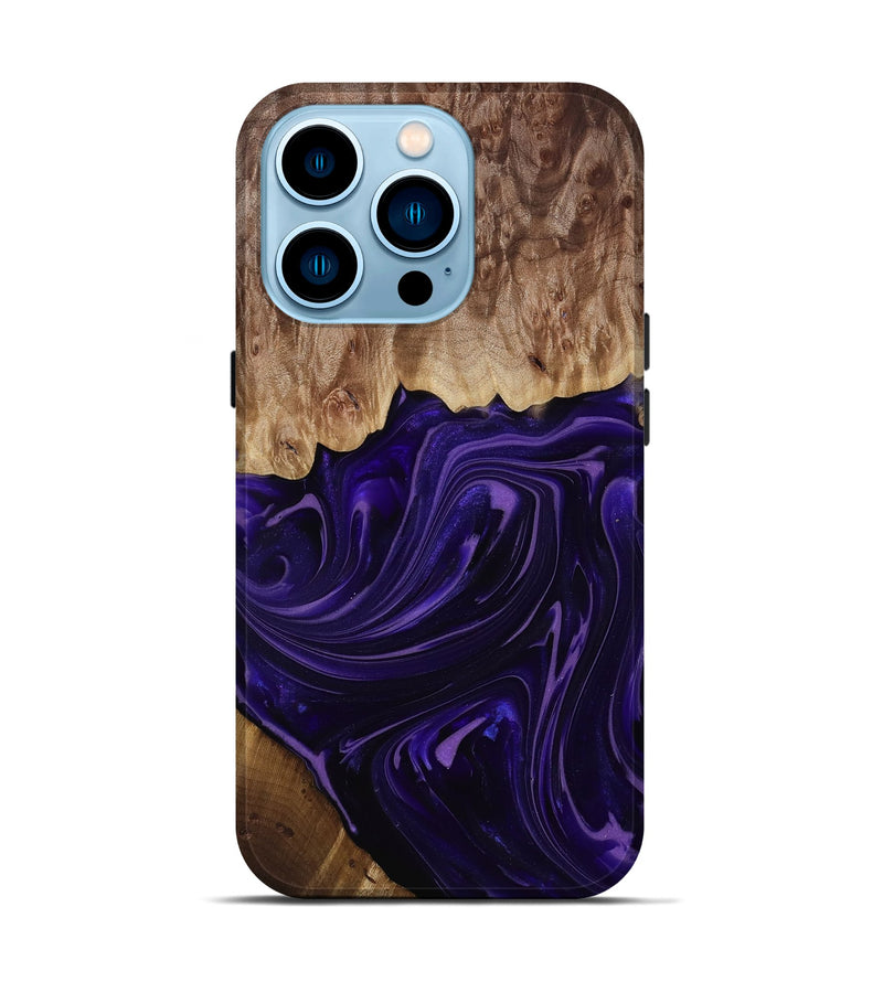 iPhone 14 Pro Wood Live Edge Phone Case - Madyson (Purple, 817890)