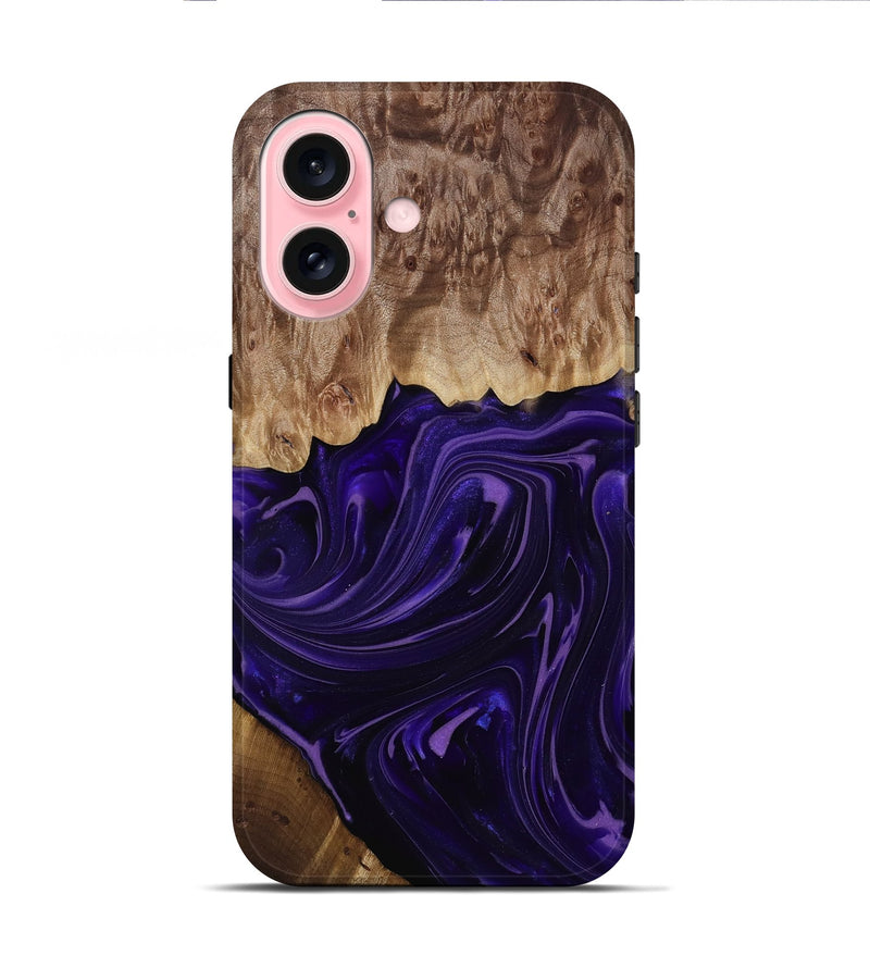iPhone 16 Wood Live Edge Phone Case - Madyson (Purple, 817890)