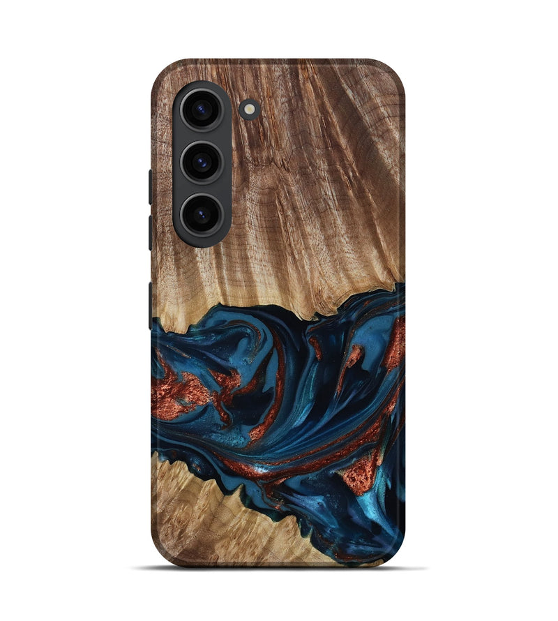 Galaxy S23 Wood Live Edge Phone Case - Alissa (Teal & Gold, 817892)