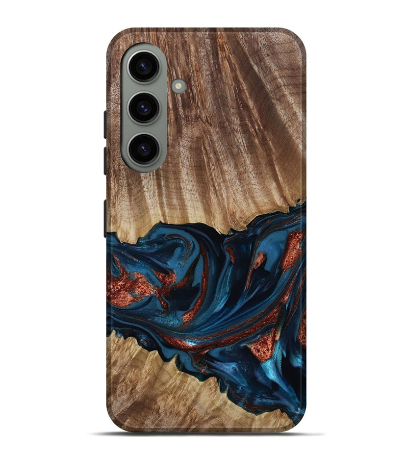 Galaxy S24 Plus Wood Live Edge Phone Case - Alissa (Teal & Gold, 817892)