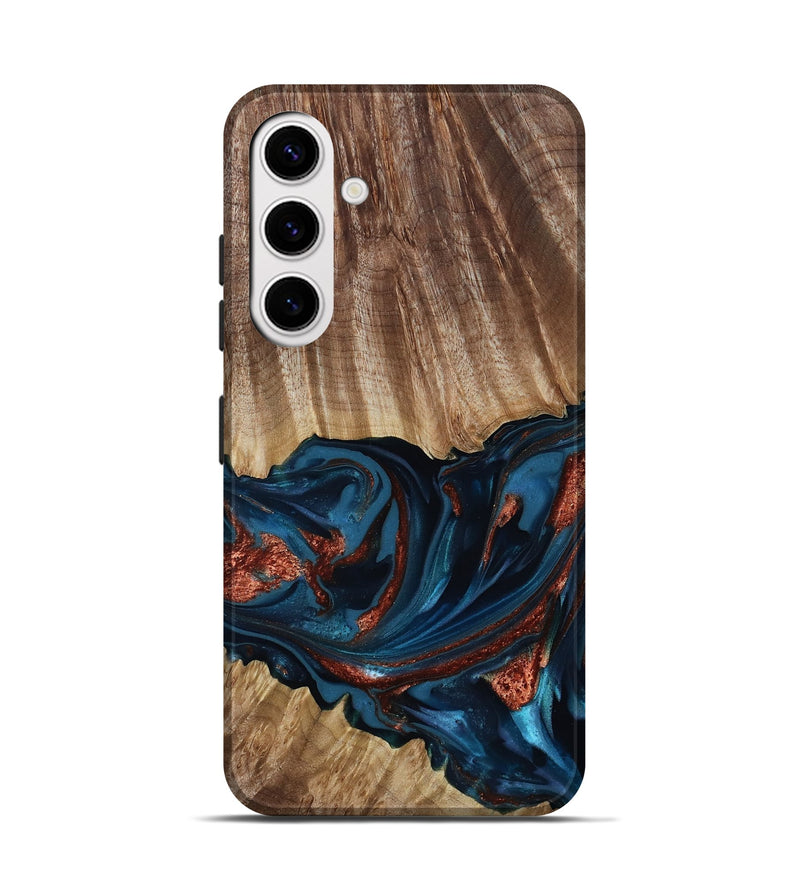 Galaxy S25 Wood Live Edge Phone Case - Alissa (Teal & Gold, 817892)