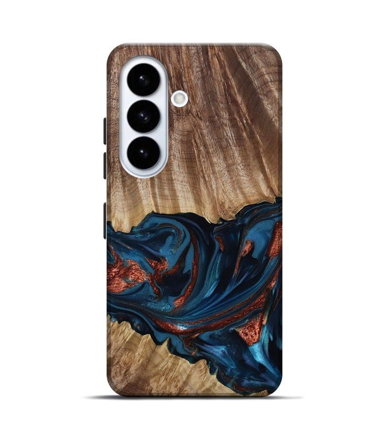 Galaxy S26 Wood Live Edge Phone Case - Alissa (Teal & Gold, 817892)