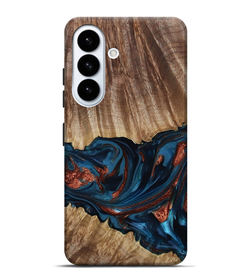 Galaxy S26 Plus Wood Live Edge Phone Case - Alissa (Teal & Gold, 817892)