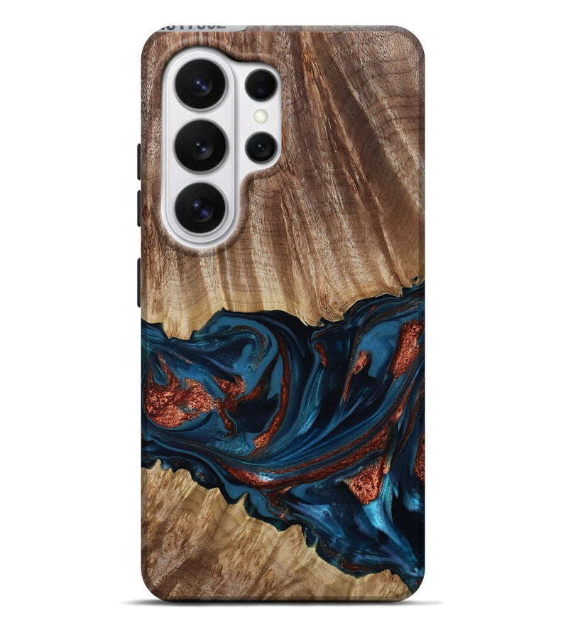 Galaxy S26 Ultra Wood Live Edge Phone Case - Alissa (Teal & Gold, 817892)