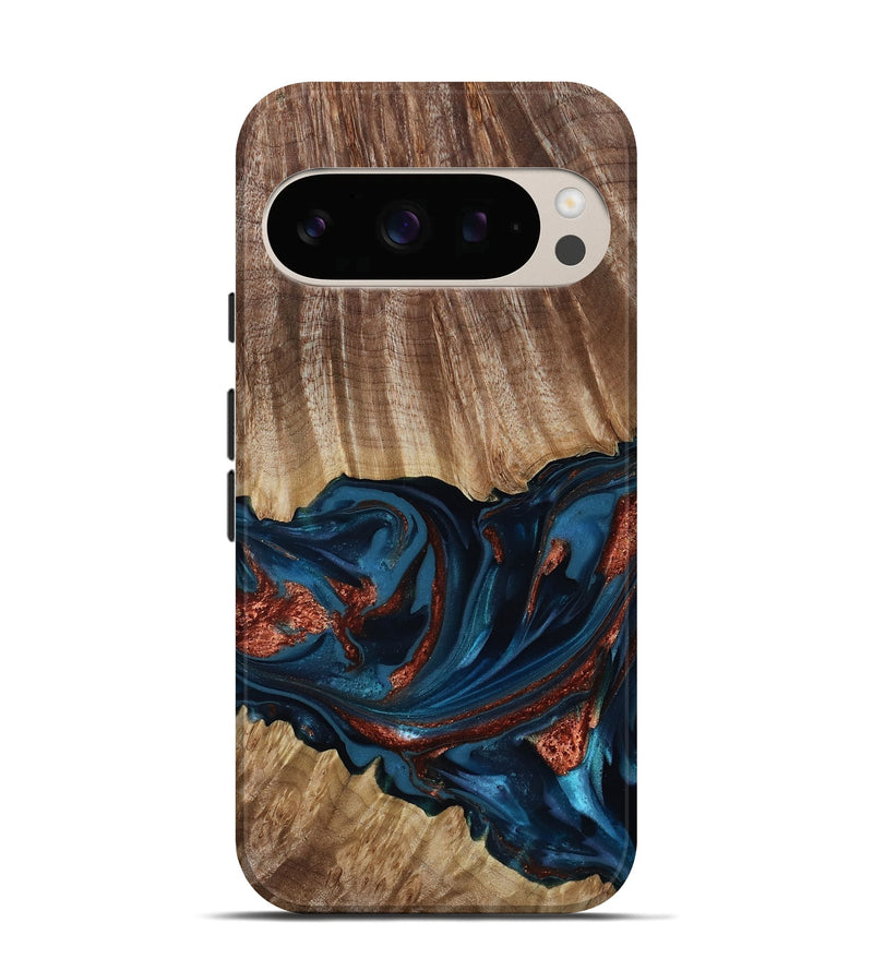 Pixel 10 Wood Live Edge Phone Case - Alissa (Teal & Gold, 817892)