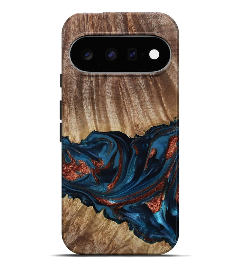 Pixel 11 Pro XL Wood Live Edge Phone Case - Alissa (Teal & Gold, 817892)