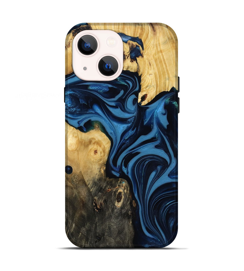 iPhone 13 Wood Live Edge Phone Case - Carey (Blue, 817894)