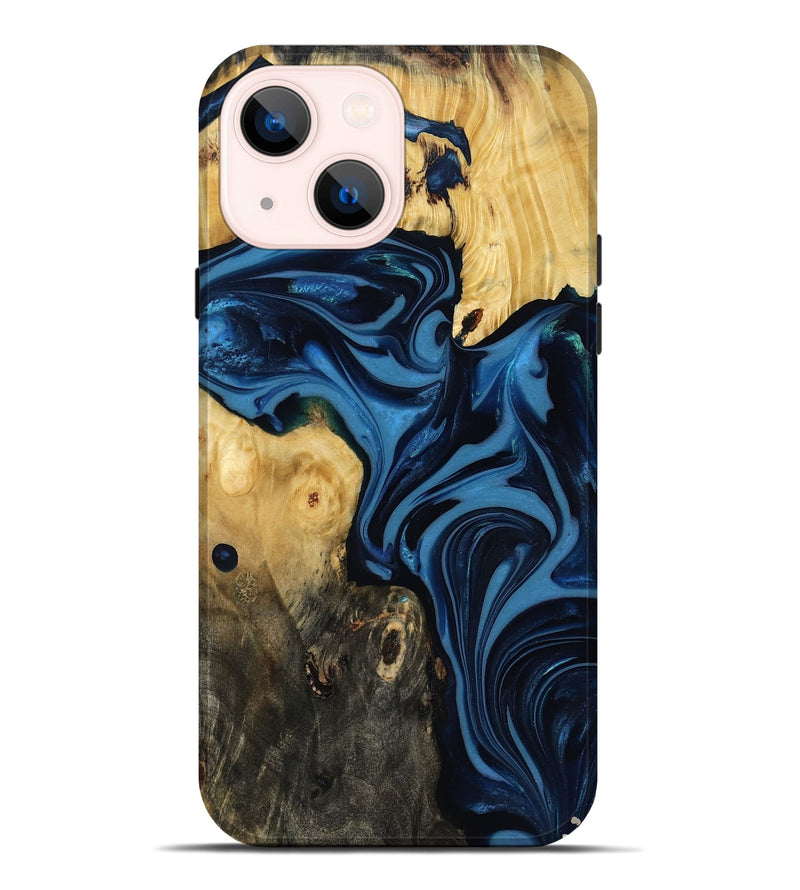 iPhone 14 Plus Wood Live Edge Phone Case - Carey (Blue, 817894)