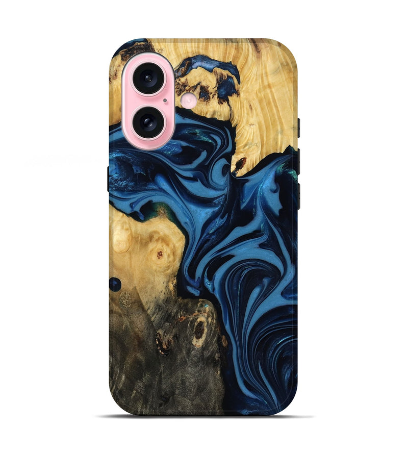 iPhone 17 Wood Live Edge Phone Case - Carey (Blue, 817894)