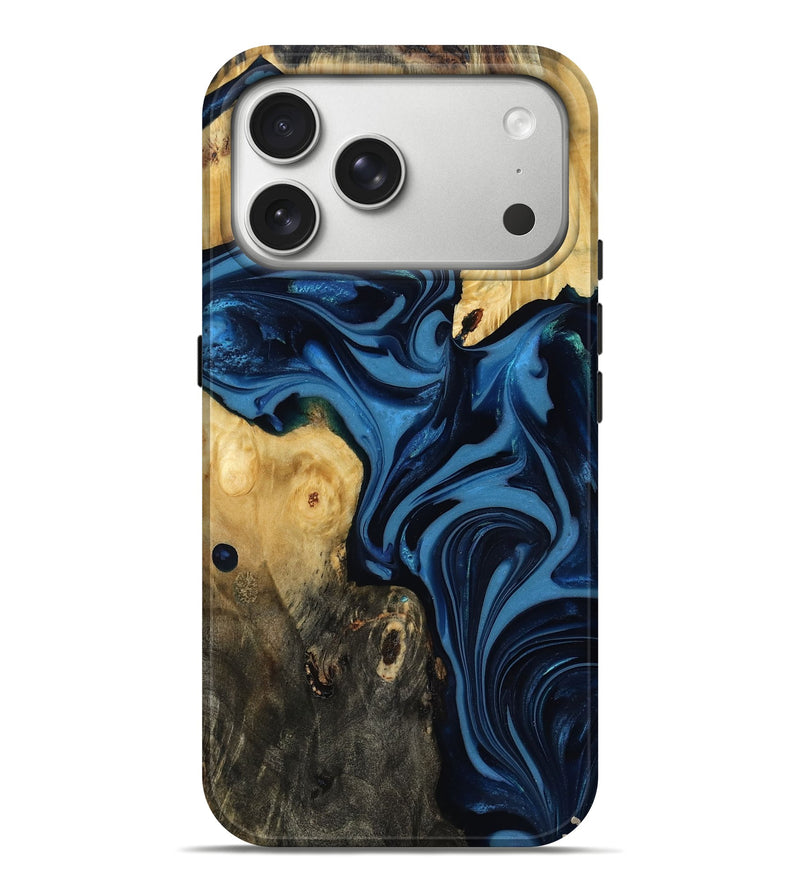 iPhone 17 Pro Max Wood Live Edge Phone Case - Carey (Blue, 817894)