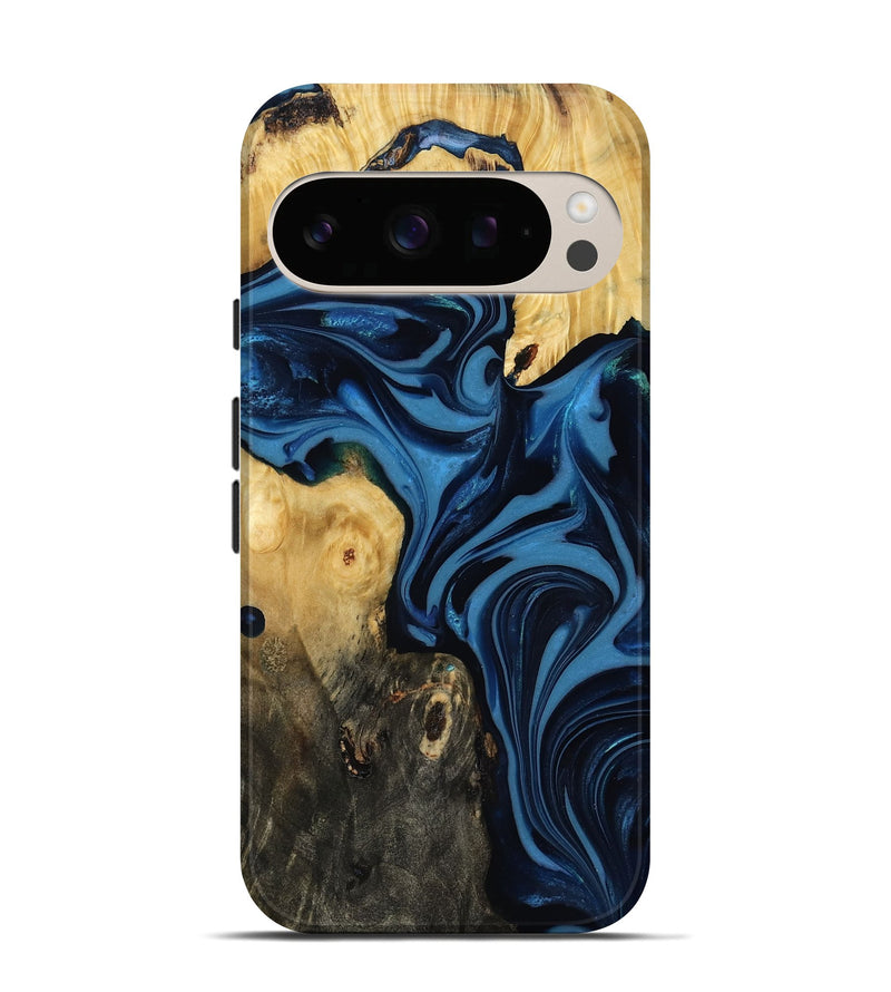 Pixel 10 Pro Wood Live Edge Phone Case - Carey (Blue, 817894)