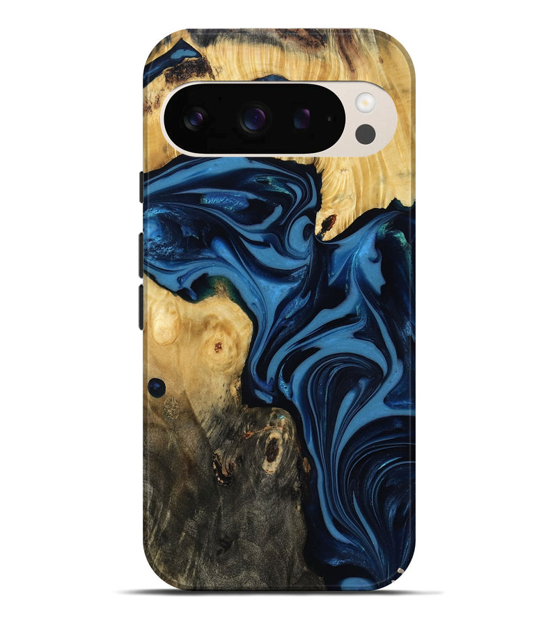 Pixel 10 Pro XL Wood Live Edge Phone Case - Carey (Blue, 817894)