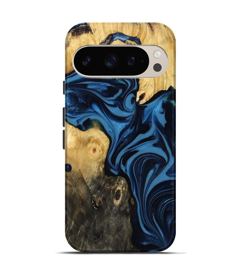 Pixel 9 Pro Wood Live Edge Phone Case - Carey (Blue, 817894)