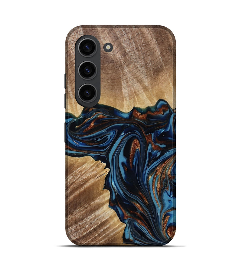 Galaxy S23 Wood Live Edge Phone Case - Noelle (Teal & Gold, 817903)
