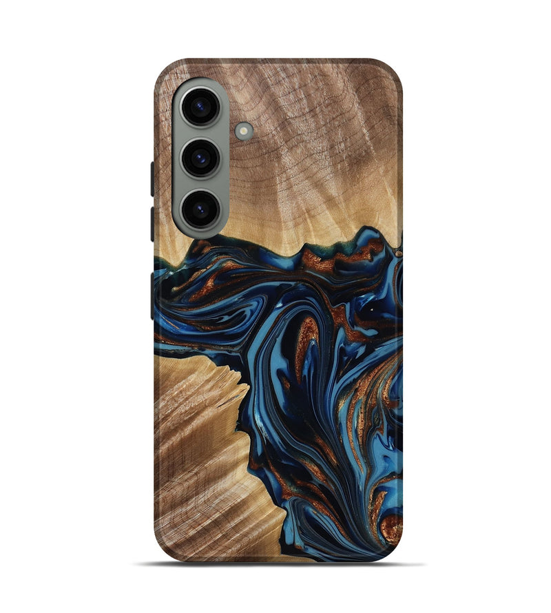 Galaxy S24 Wood Live Edge Phone Case - Noelle (Teal & Gold, 817903)
