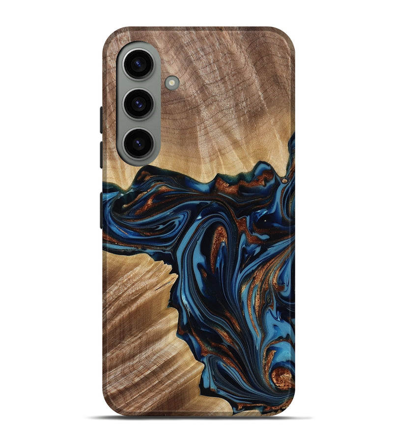 Galaxy S24 Plus Wood Live Edge Phone Case - Noelle (Teal & Gold, 817903)