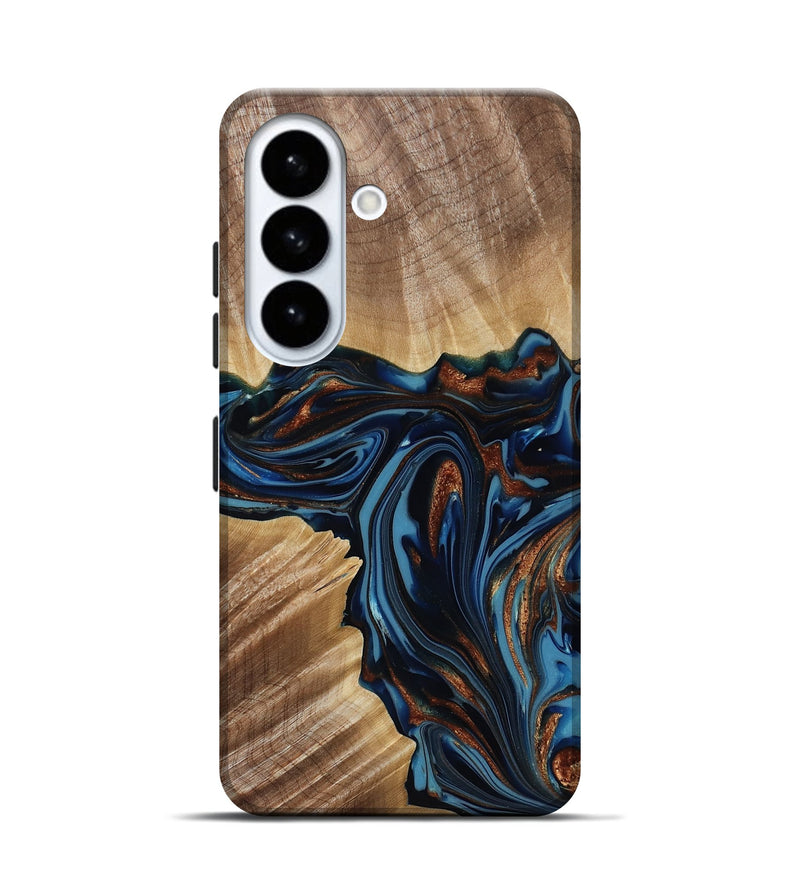 Galaxy S26 Wood Live Edge Phone Case - Noelle (Teal & Gold, 817903)