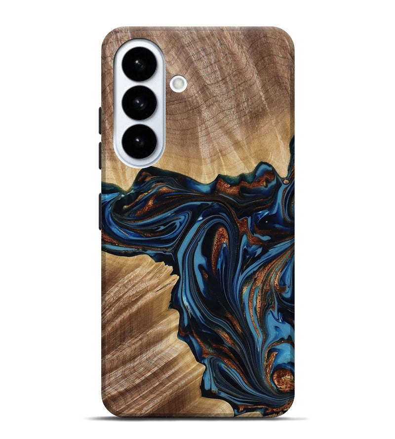 Galaxy S26 Plus Wood Live Edge Phone Case - Noelle (Teal & Gold, 817903)